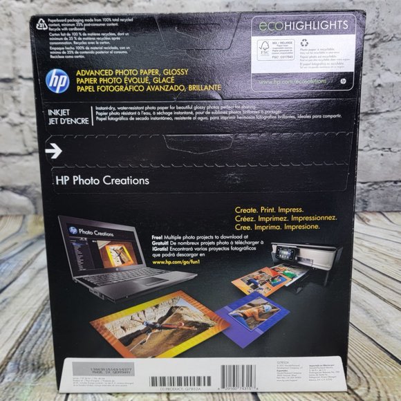 HP Advanced GLOSSY Photo Paper 8.5 x 11 Inkjet 25 Sheets Q7852A (Lot of 2) NEW - Picture 3 of 5